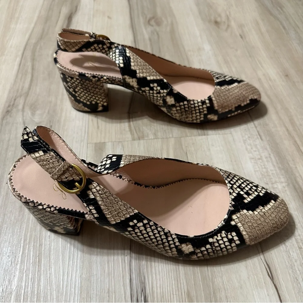 J.Crew Snake Embossed Leather Slingback Pump
